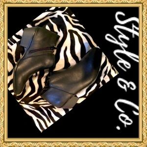“Style & Co” WILEYYP  Black Smooth Ankle Bootie